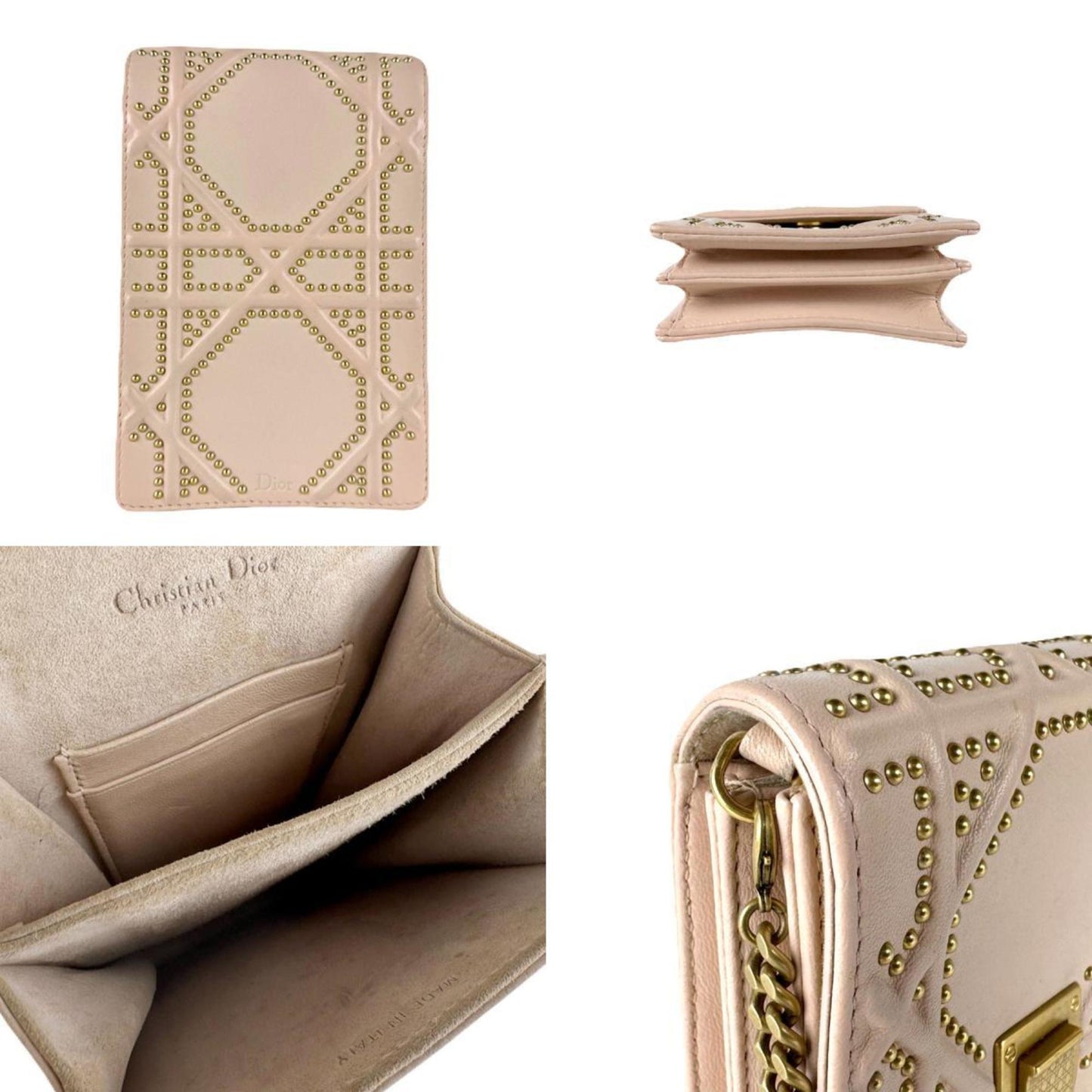 Christian Dior Pink Beige Leather Shoulder Bag ()