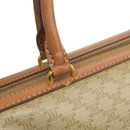 Celine Macadam Handbag Boston Bag Beige Brown Ladies