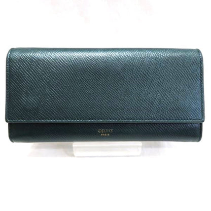 Celine Pepple Double Hook Flap Leather Long Wallet Women's