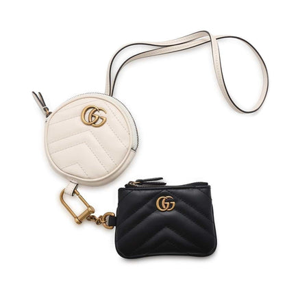 Gucci Black White Leather Coin Purse/Coin Case ()