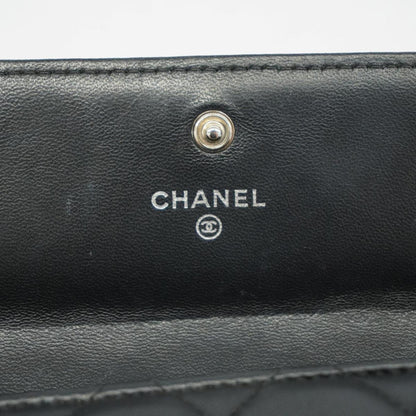 Chanel Long Wallet Matelasse Lambskin Black Women's
