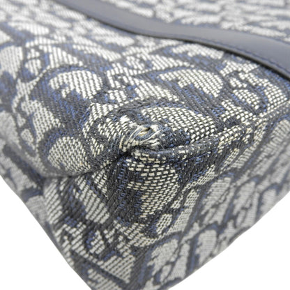 Christian Dior Trotter Navy Trotter Leather Canvas Handbag Tote Bag ()