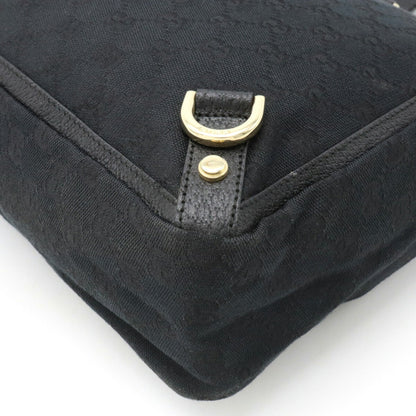 GUCCI Abbey GG Canvas Tote Bag Shoulder Leather Black 141472