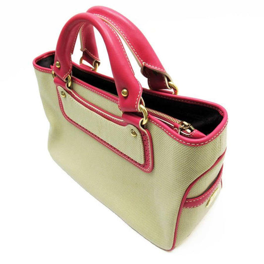 Celine handbag boogie bag beige pink canvas leather