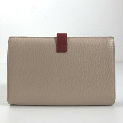 Celine Long Wallet Large Strap Bicolor Calfskin Beige Ladies Celine