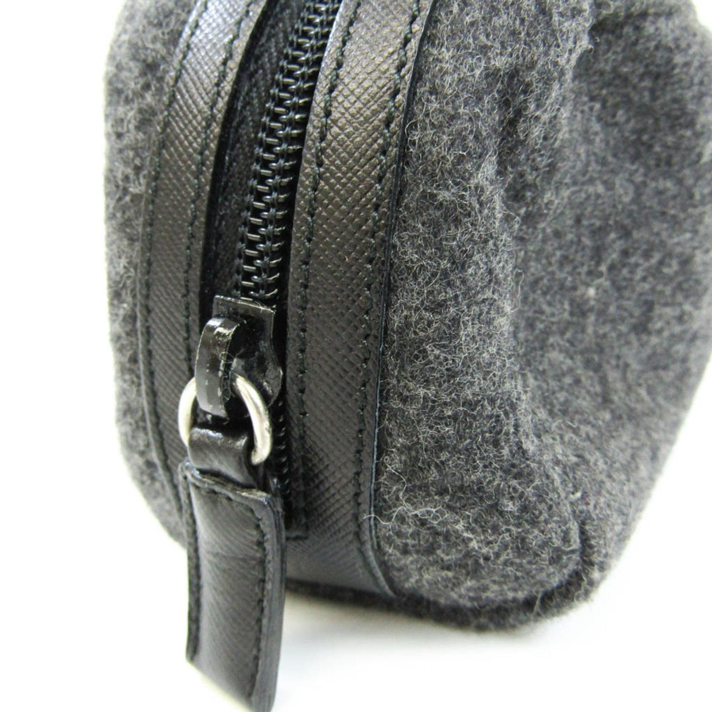 Prada Women,Men Leather,Felt Pouch Black,Dark Gray