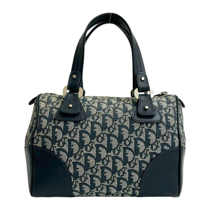 Christian Dior Navy Canvas Leather Boston Bag Handbag ()