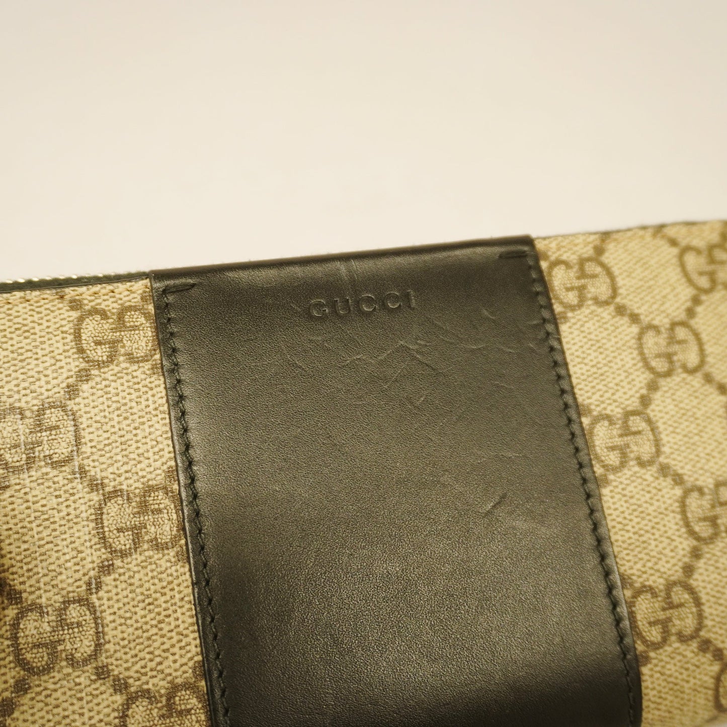 Gucci Long Wallet 451249 GG Supreme Beige/Black Silver metal