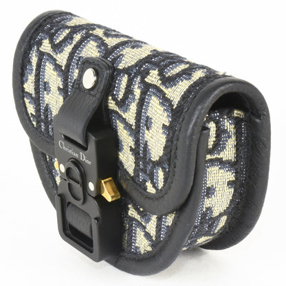 Christian Dior Trotter Navy Jacquard Leather Pouch ()