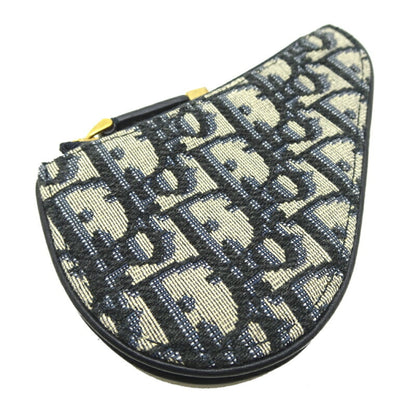 Christian Dior Navy White Canvas Leather Coin Purse/Coin Case ()