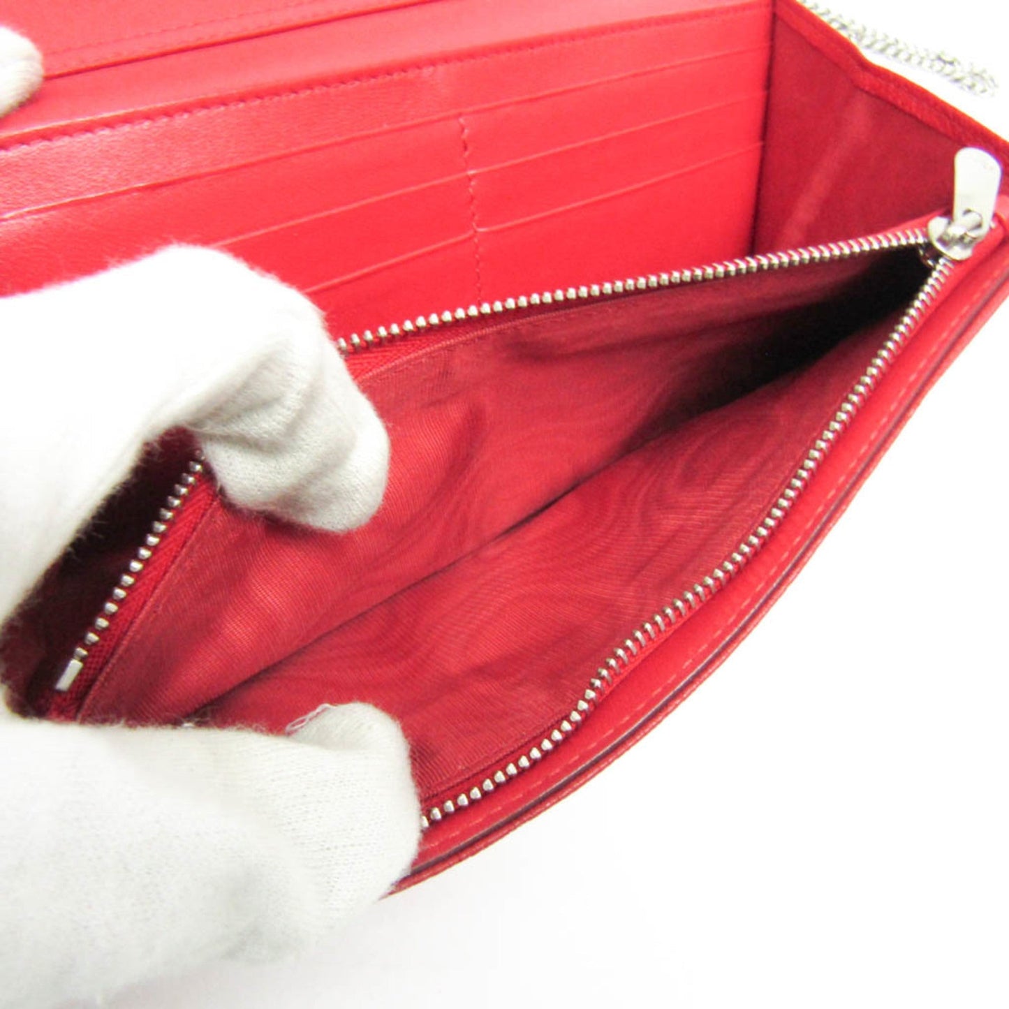 Christian Dior Red Color Leather Chain/Shoulder Wallet ()