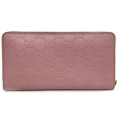 Gucci Wallet Pink Gold Shimaline 409342 Leather GUCCI Interlocking Charm Women's