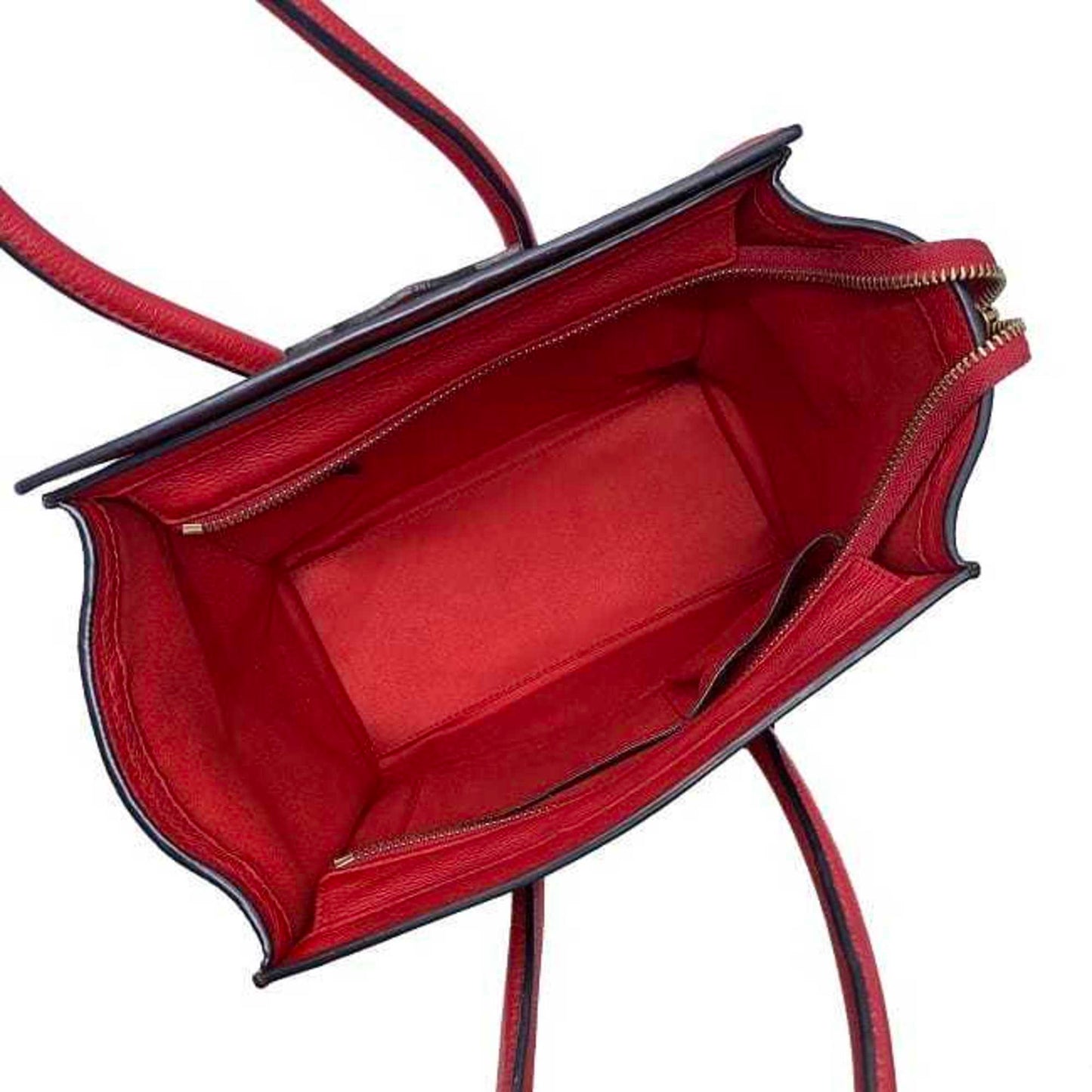 Celine Tote Bag Luggage Micro Shopper Red 167793 Leather  Handbag Ladies