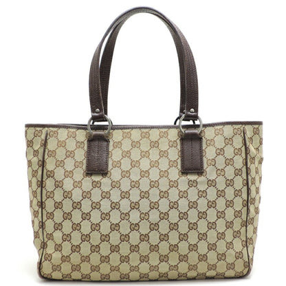 Gucci Gg Canvas Beige Brown Gg Canvas Leather Tote Bag ()