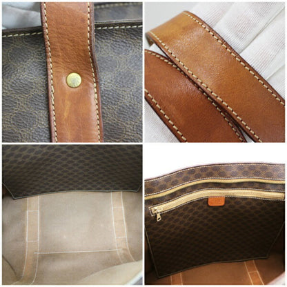 Celine Tote Bag Shoulder PVC x Leather Dark Brown Macadam Pattern Celine Women's Men's Accepted Old