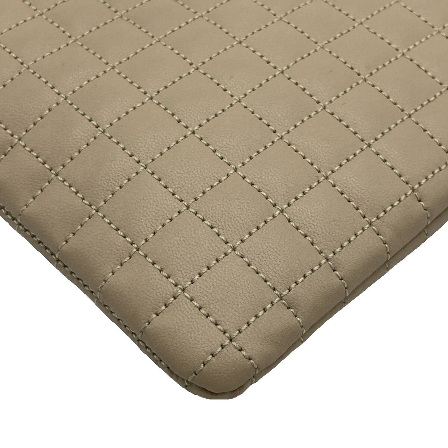 Celine C Charm Clutch Bag Beige Quilted Leather Women's Men's