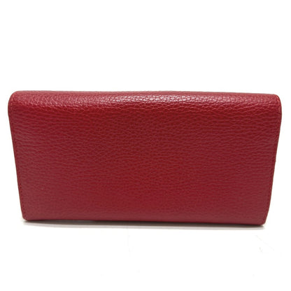Gucci Red Color Leather Long Wallet (Bi-Fold)