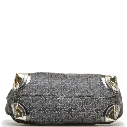 Celine carriage tote bag shoulder black silver PVC leather ladies