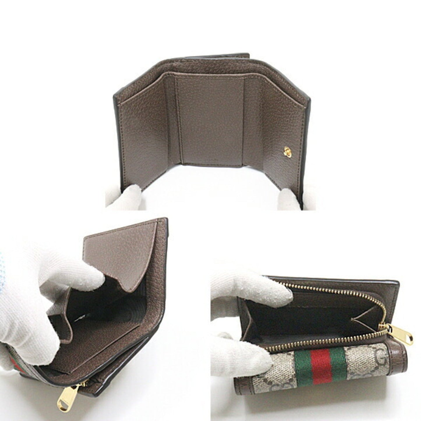 Gucci Ophidia Bifold GG Supreme Beige/Ebony/Brown/Green/Red Double G Web Stripe 644334 Small Wallet