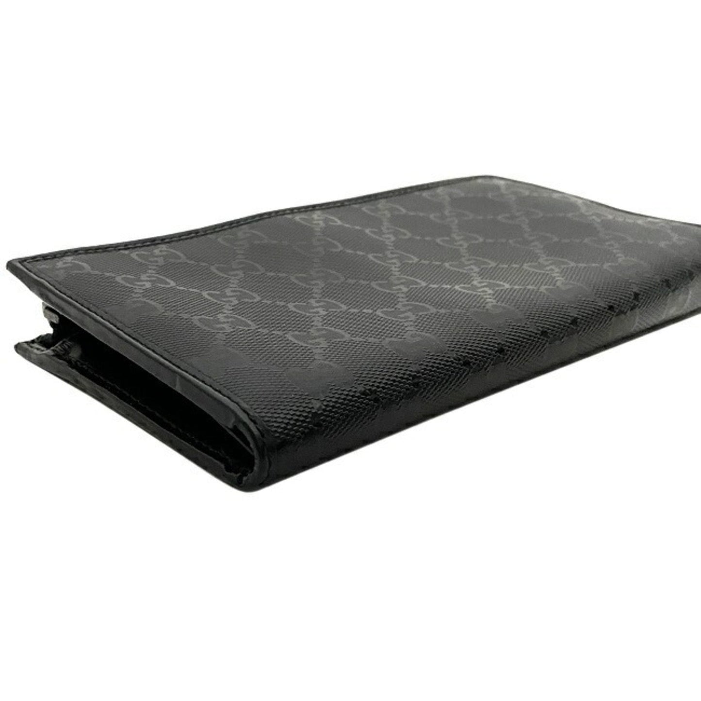 Gucci Gg Imprimé Black Pvc Leather Long Wallet (Bi-Fold)