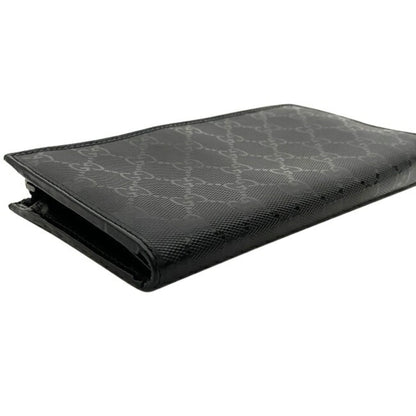 Gucci Gg Imprimé Black Pvc Leather Long Wallet (Bi-Fold)