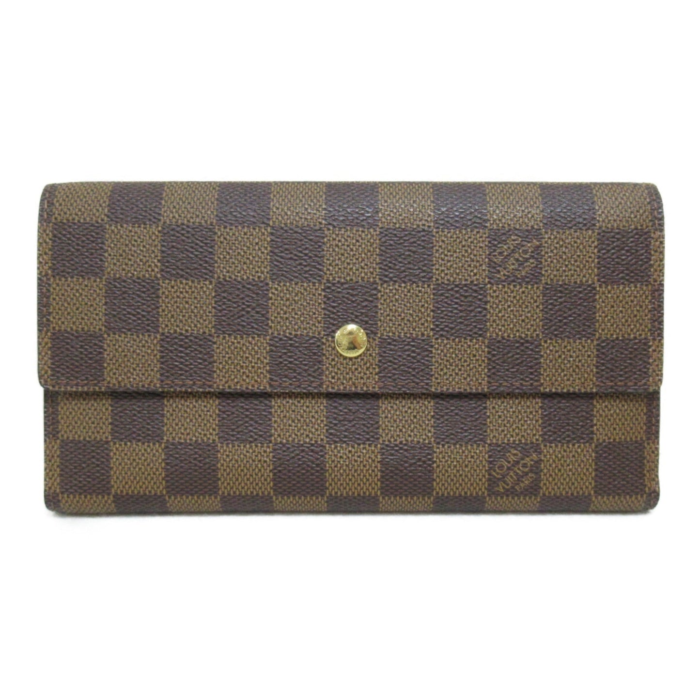 LOUIS VUITTON Portefeiulle International Trifold Long Wallet Brown Ebene Damier PVC coated canvas N61217