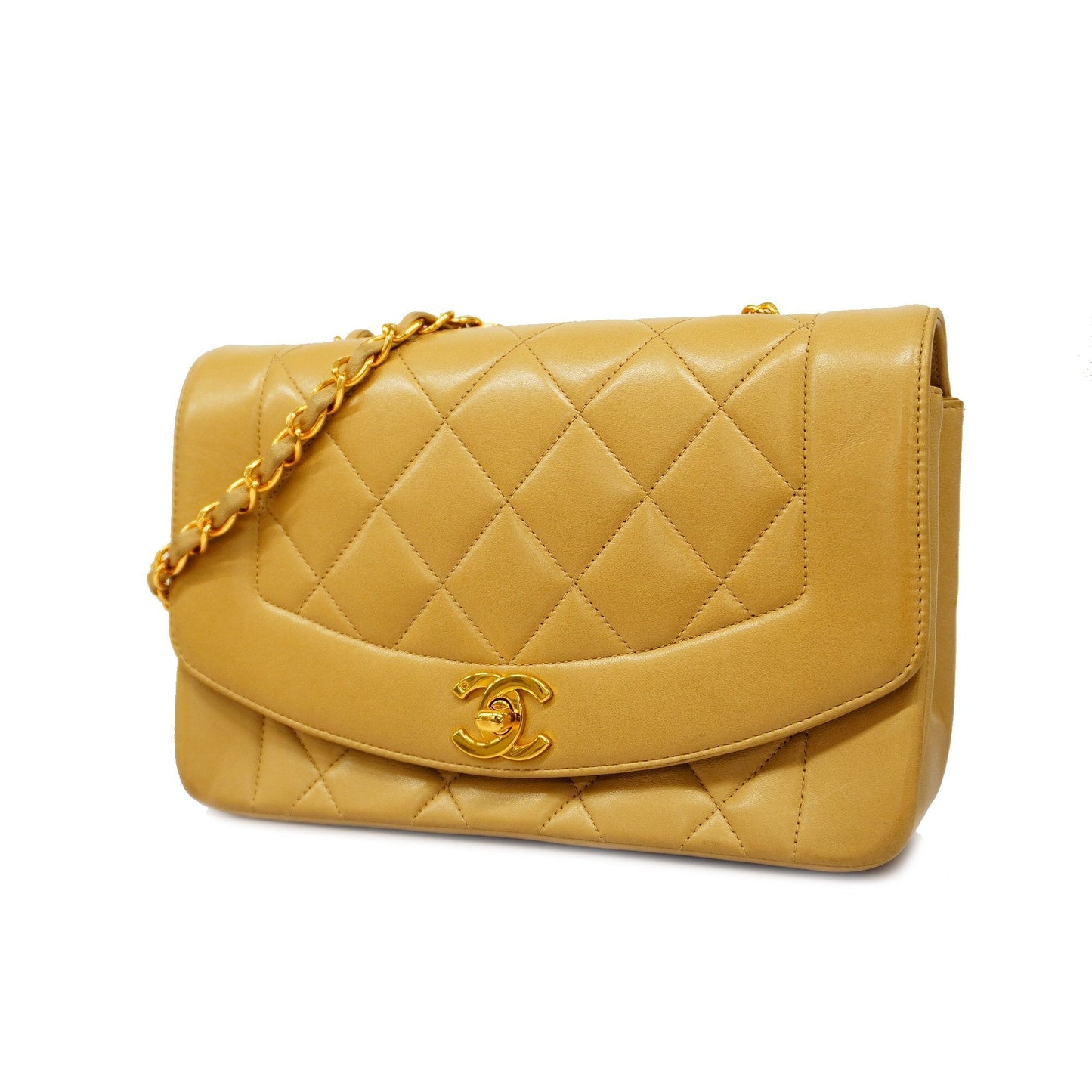 ChanelAuth  Matelasse Diana Flap Single Chain Lambskin Women's Shoulder Bag