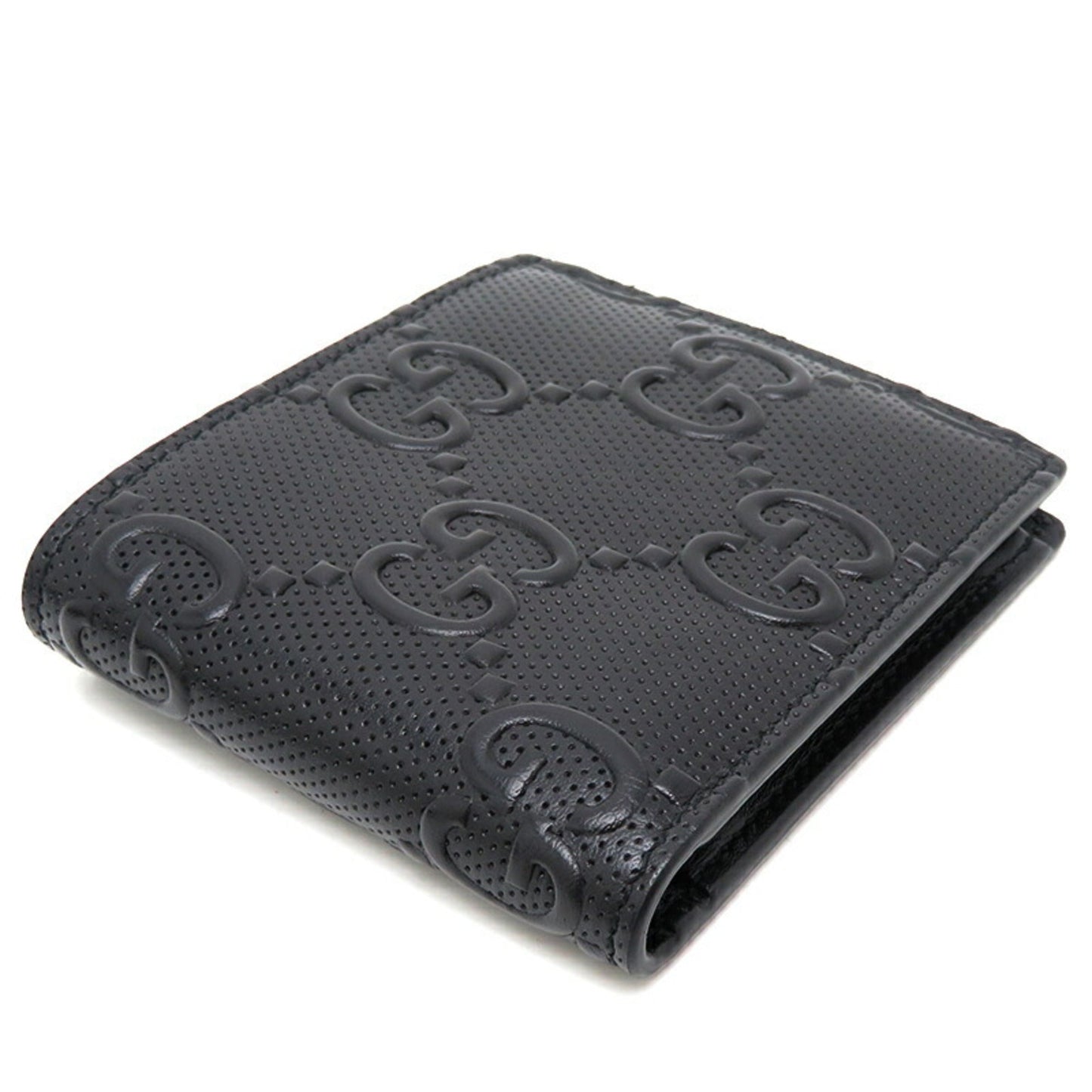 GUCCI GG Bifold Wallet Women's 625555 Leather Black