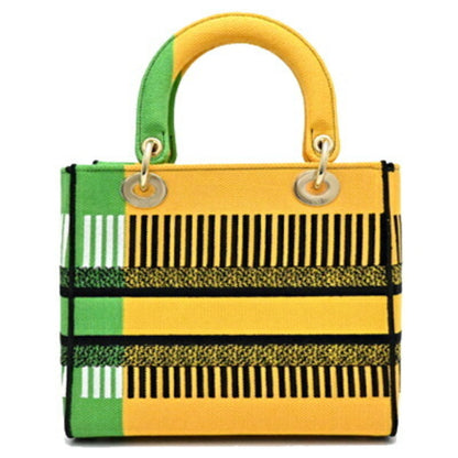 Christian Dior Multi-Color Yellow Canvas Handbag ()