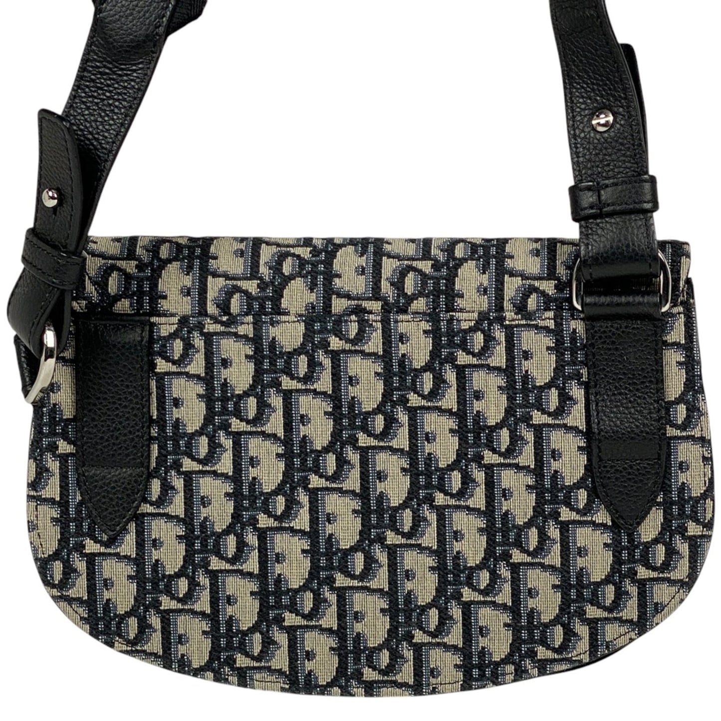 Christian Dior Navy Canvas Leather Saddle Bag Shoulder Bag ()