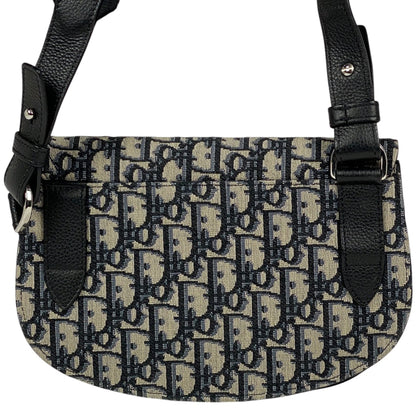 Christian Dior Navy Canvas Leather Saddle Bag Shoulder Bag ()