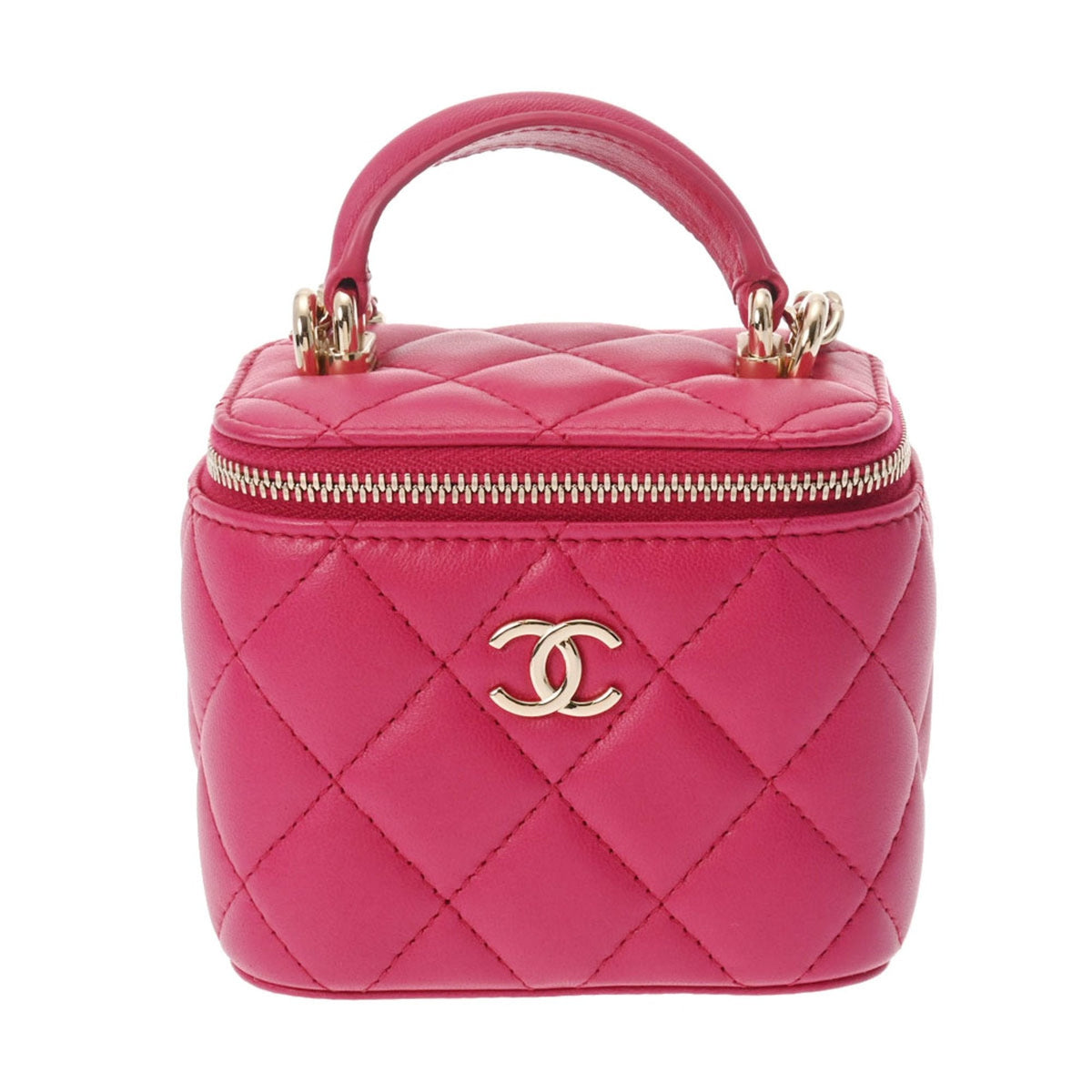 Chanel Matelasse Small Vanity Chain Shoulder Pink Champagne AP2198 Women's Lambskin Bag