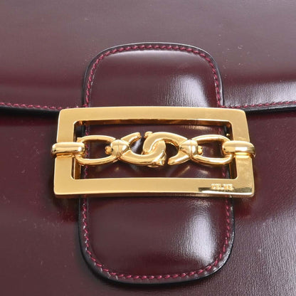 Celine Leather Shoulder Bag Bordeaux Ladies