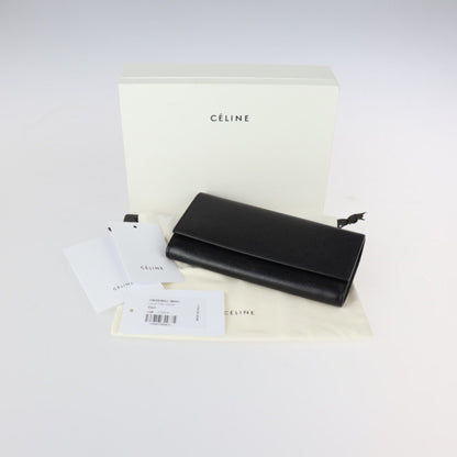 Celine large flap wallet bifold 10B563BEL calf leather black gold hardware long