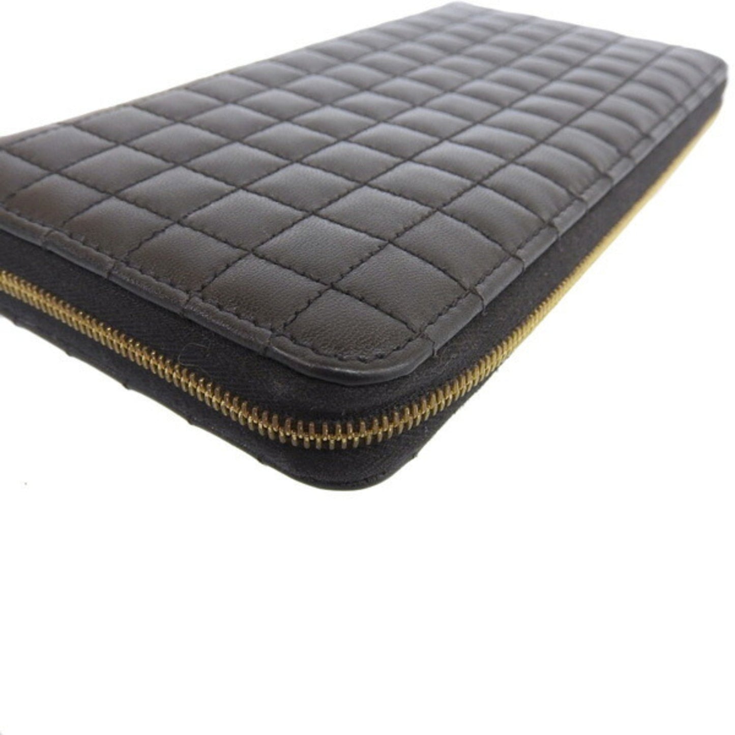Celine Leather C Charm Round Long Wallet Black Ladies