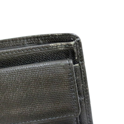 CHANEL bi-fold wallet Coco Button Mark CC Leather Black Women's Men's