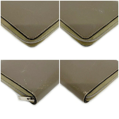 Celine Round Wallet Gray Beige Silver Yellow F GA 1187 Leather Celine