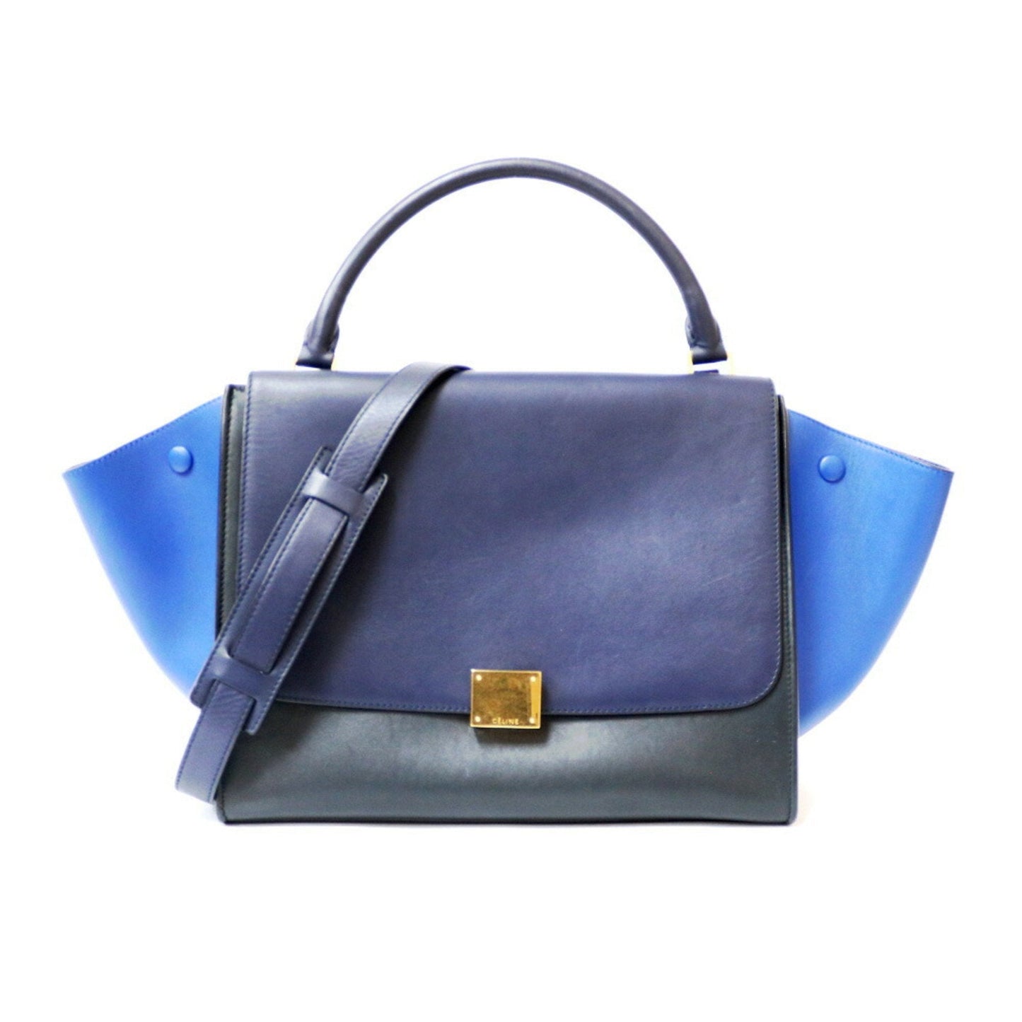 Celine Handbag Trapeze Shoulder Overseas Large Medium Navy Blue Black Women's Leather