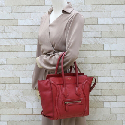 Celine Handbag Luggage Micro Red Ladies Leather
