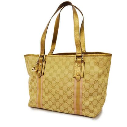 GUCCIAuth  Sherry Line Tote Bag 137396 Women's GG Canvas,Leather Beige,Gold