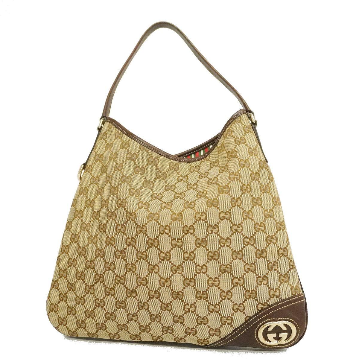 GUCCI  GG Canvas 169947 Women's GG Canvas,Leather Tote Bag Beige