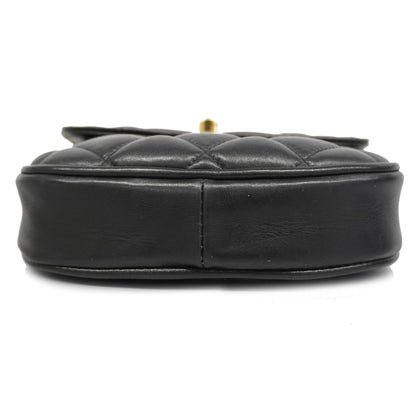 Chanel[3bd5060] Auth  handBag Matelasse lambskin black gold metal