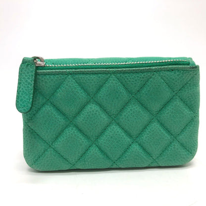 Chanel CC Mark CC Wallet coin purse Green SilverHardware
