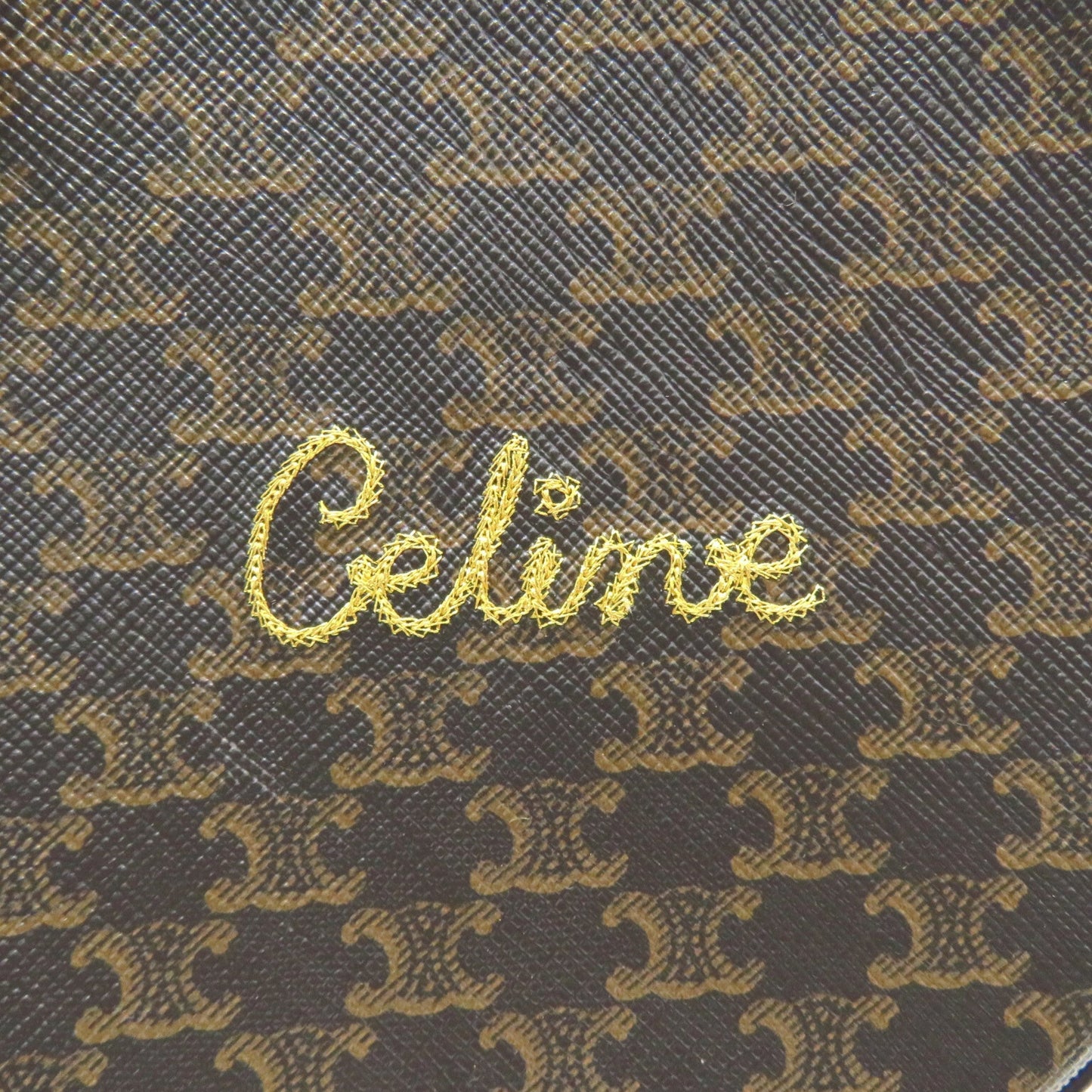 Celine Shoulder pouch Brown Dark brown PVC coated canvas leather Triomphe