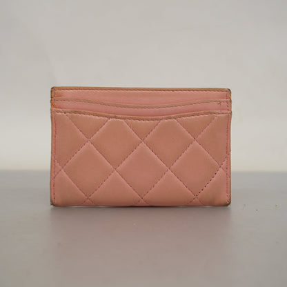 CHANEL   Matelasse Gold Hardware Leather Card Case Pink