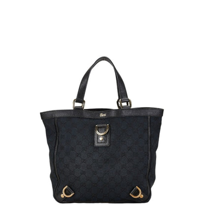 Gucci Black Canvas Leather Handbag Tote Bag ()