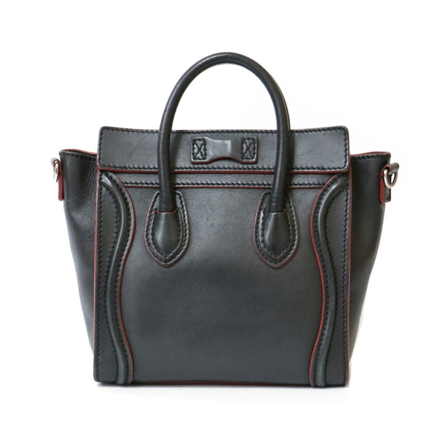 Celine Handbag Shoulder Bag, Luggage Nano Shopper Black Pink Women's Calf