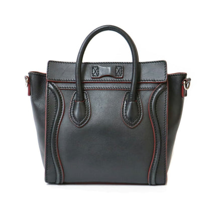 Celine Handbag Shoulder Bag, Luggage Nano Shopper Black Pink Women's Calf