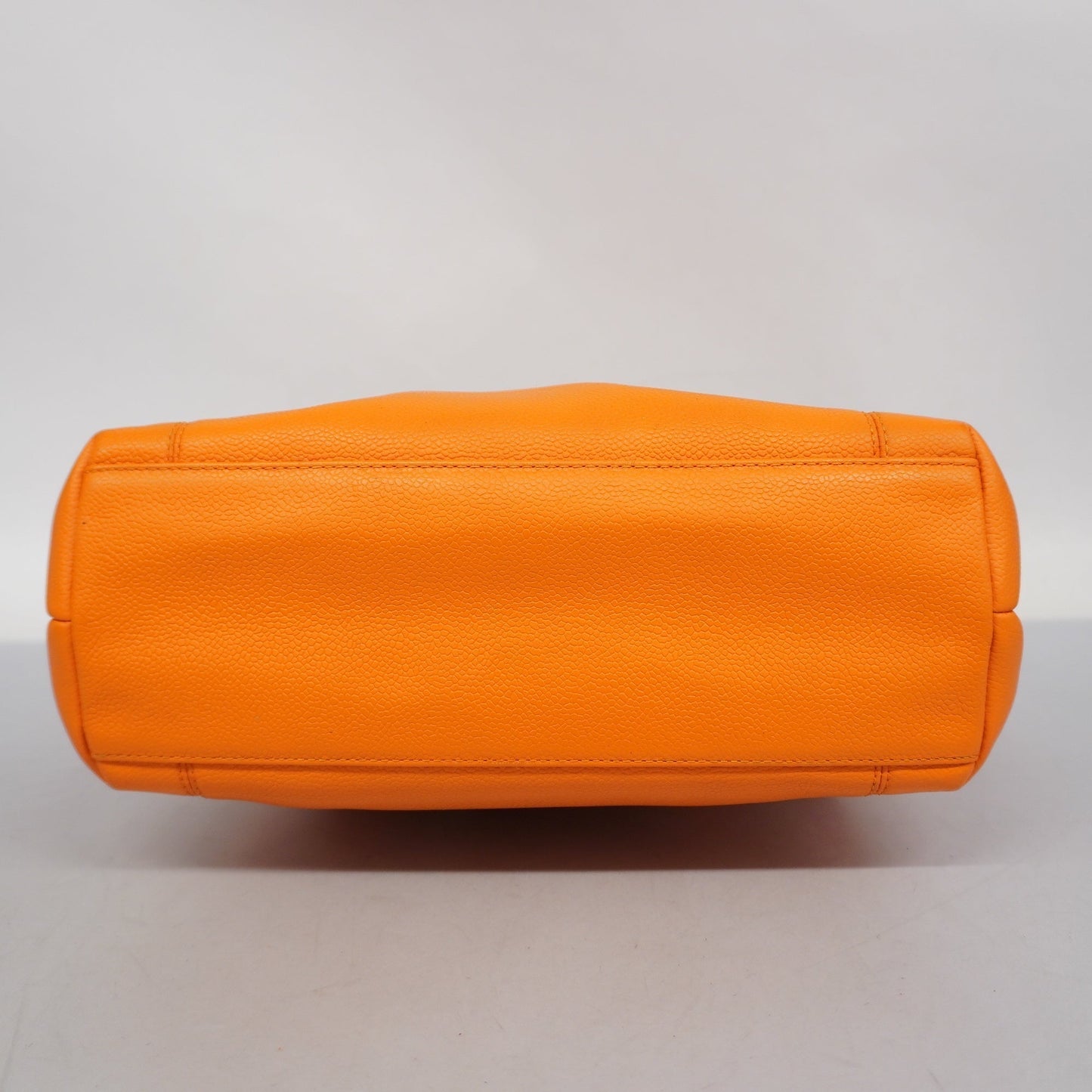 ChanelAuth  Women's Caviar Leather Shoulder Bag Orange