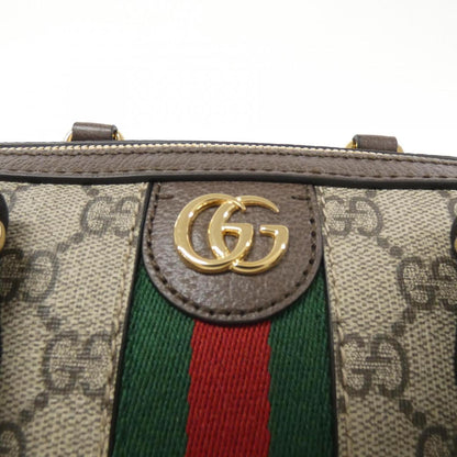 Gucci Beige Brown Gg Supreme Leather Boston Bag